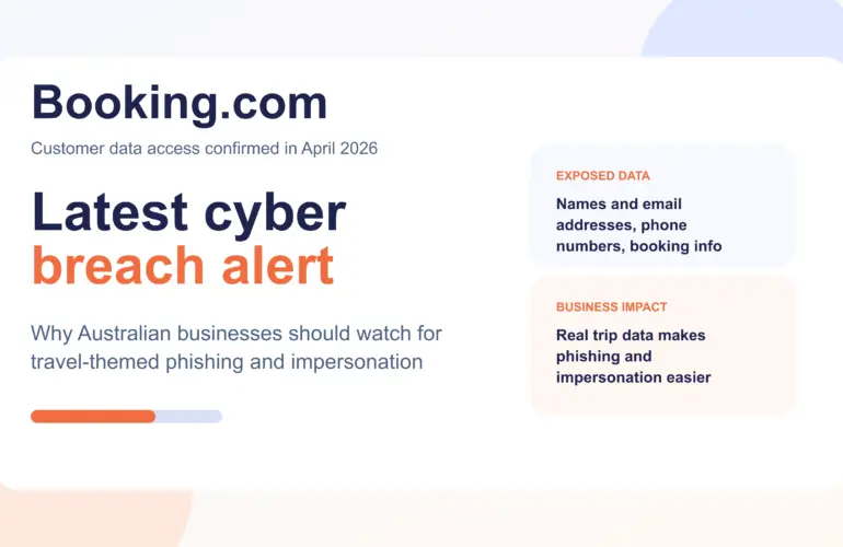 Booking.com data breach graphic for Australian businesses