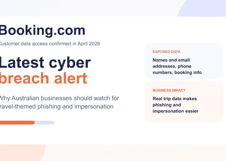 Booking.com data breach graphic for Australian businesses