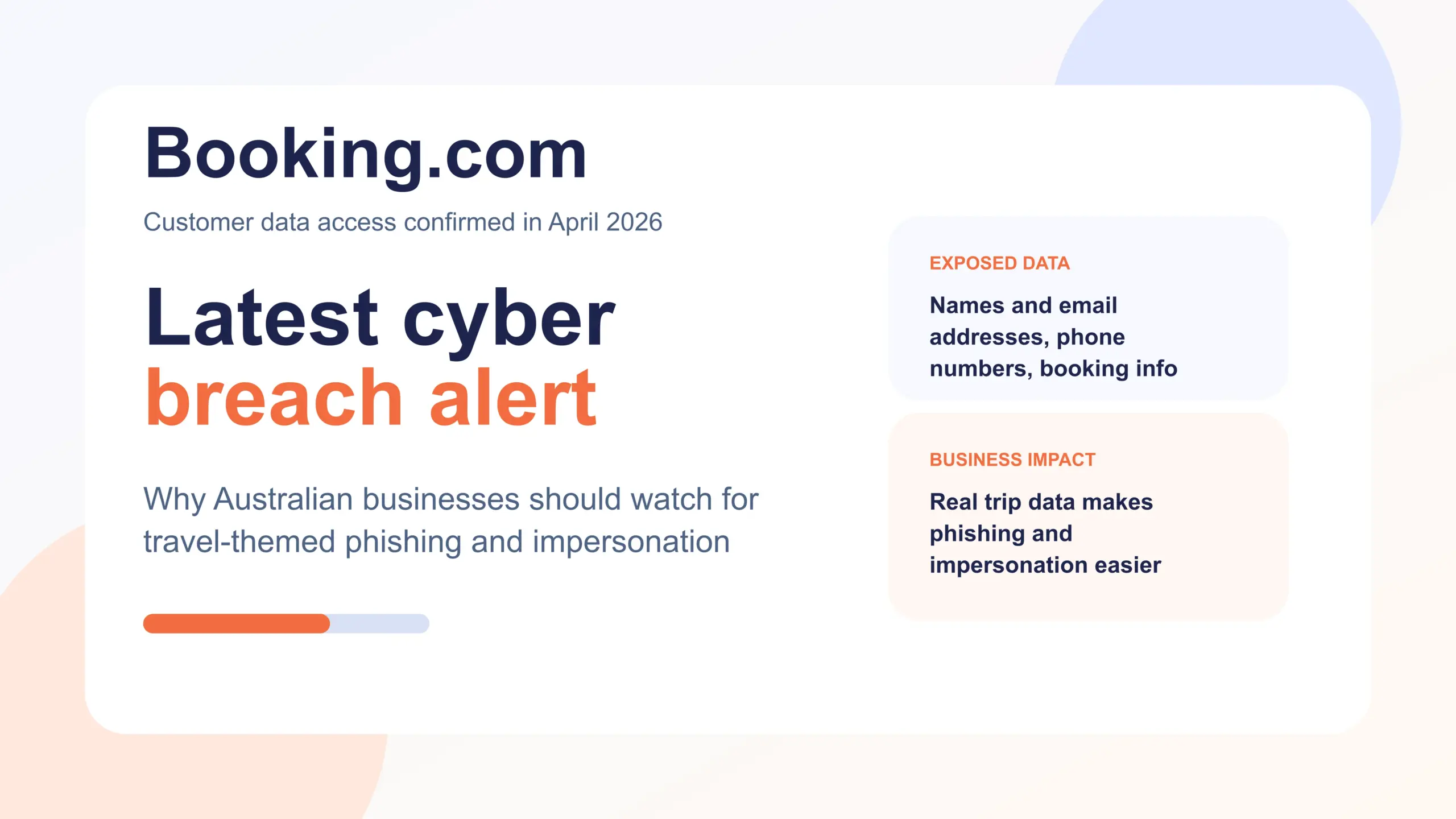 Booking.com data breach graphic for Australian businesses