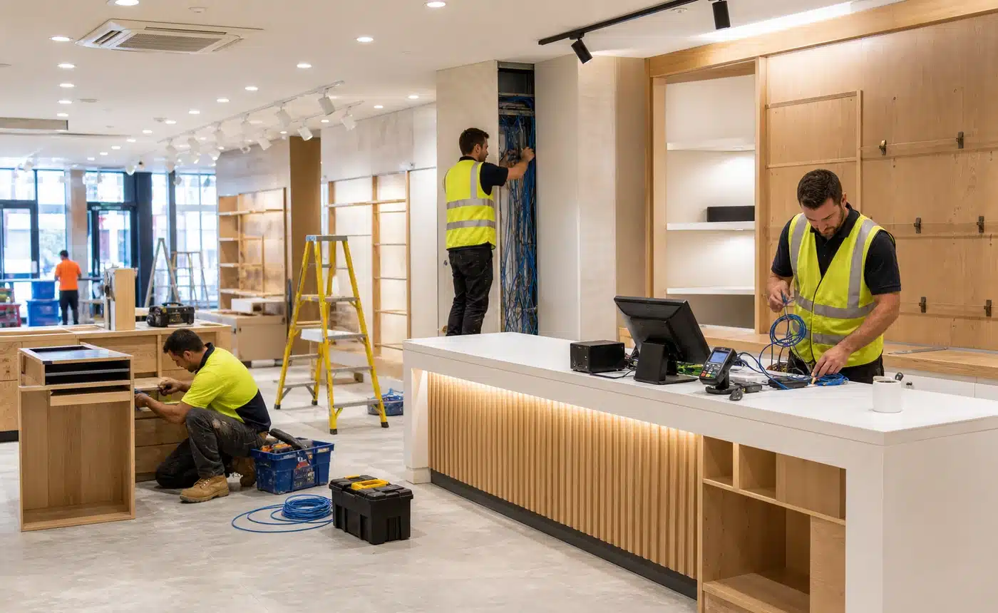 construction IT support - Retail fit out project with cabling and point of sale readiness