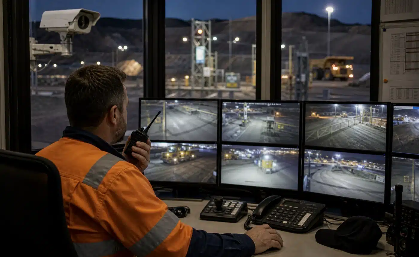 mining IT support - Mine site CCTV monitoring room watching haul roads and security cameras