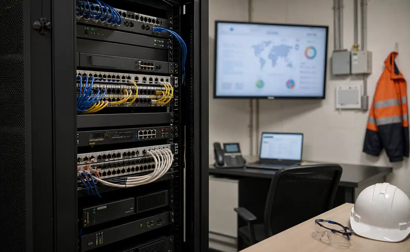 mining IT support - Mine site network rack and operations dashboard for secure multi site connectivity