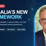 Australia AI framework 2026 news graphic featuring Prime Minister Anthony Albanese