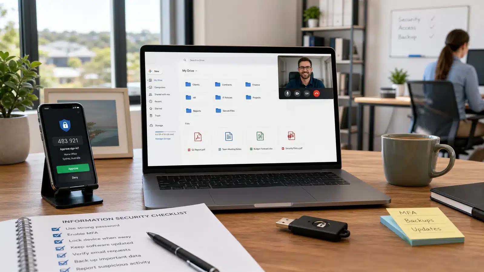 Company data safe with Microsoft 365 cloud files MFA and remote working access