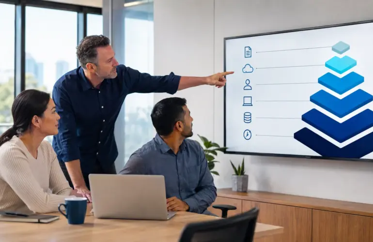 Australian business team reviewing data classification and cloud security controls