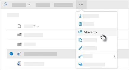 Microsoft OneDrive file menu with the Move to command selected