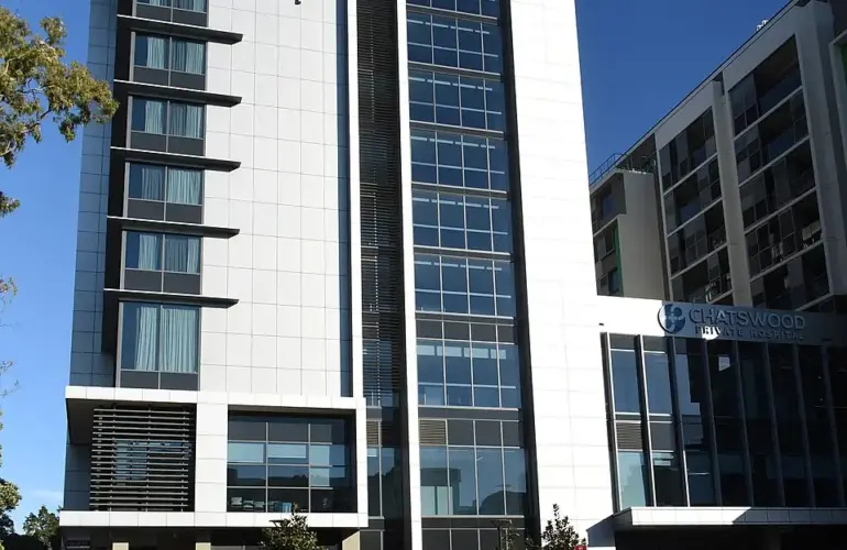 Exterior of the Quest apartment hotel in Chatswood, Sydney, photographed in 2018