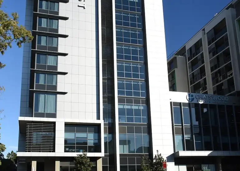 Exterior of the Quest apartment hotel in Chatswood, Sydney, photographed in 2018