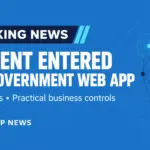 Blue Compuloop News banner reading: Breaking News — AI Agent Entered NSW Government Web App — Verified facts and practical business controls