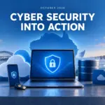 October 2026 cyber security action illustration with a laptop, security key, phone and protected data against an Australian backdrop.